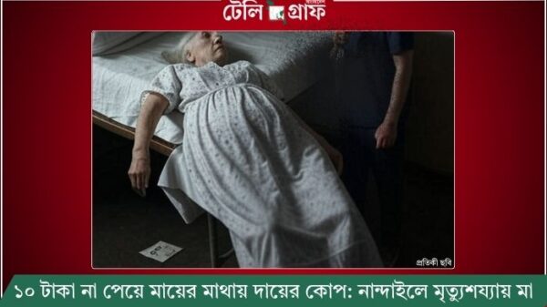 ১০ টাকা না পেয়ে মায়ের মাথায় দায়ের কোপ: নান্দাইলে মৃত্যুশয্যায় মা