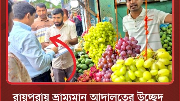 রায়পুরায় ভ্রাম্যমান আদালতের উচ্ছেদ অভিযান, ৩২ হাজার টাকা জরিমানা