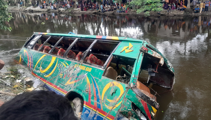 Five Killed as Passenger Bus Falls into Canal in Lakshmipur