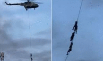 Viral video shows ministers fleeing on military helicopter ropes