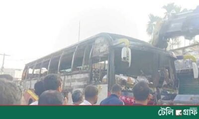 Bus set on fire in Mymensingh: sleeping driver burned alive