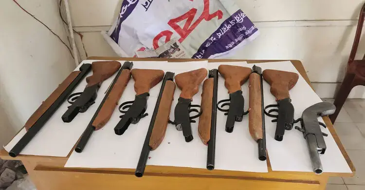 Arms Cache Found: Police Recover Five Rifles and One LG from Graveyard on Noakhali-Lakshmipur Border.